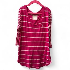 Abercrombie & Fitch kids pink striped 3/4 long sleeve top